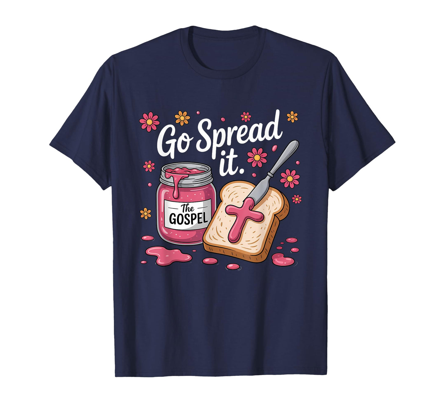 Go Spread It Funny Retro Gospel PB&J Christian Bible Art T-Shirt