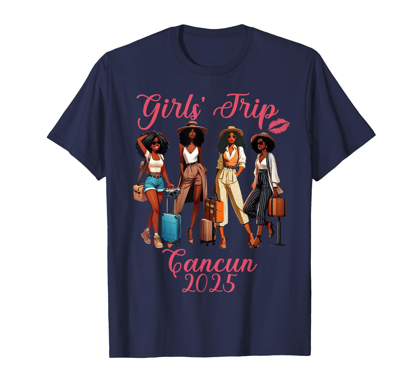 Cancun Girls Trip 2025 Black Girls Birthday Squad Vacation T-Shirt