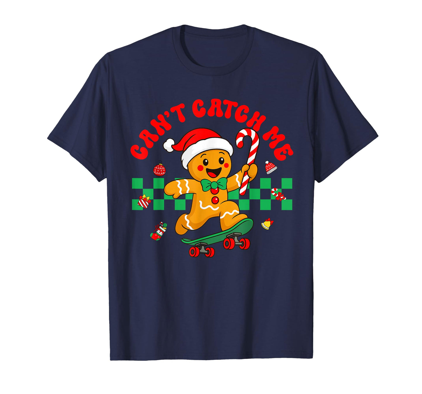 Can't Catch Me Retro Christmas Gingerbread Boy Xmas Kids T-Shirt