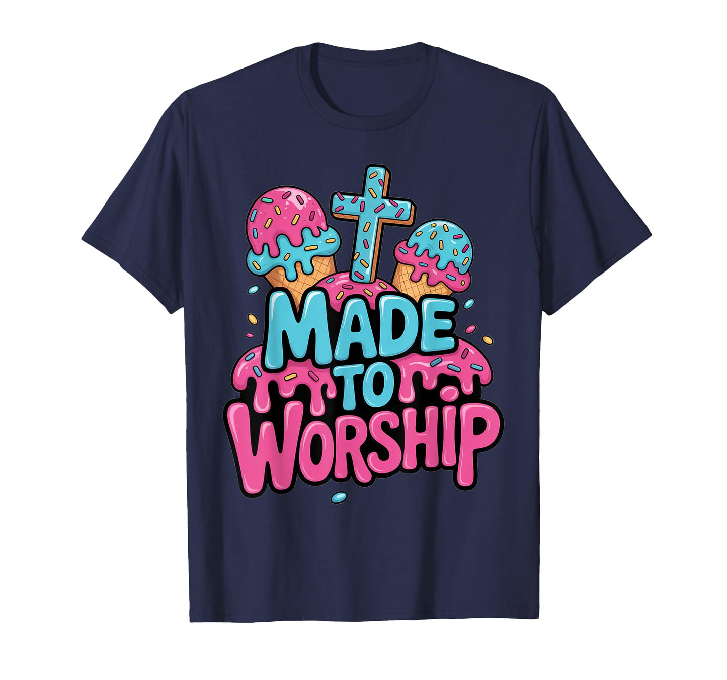 Drippy Made To Worship Shirt Ice Cream Drip Christian Kids T-Shirt