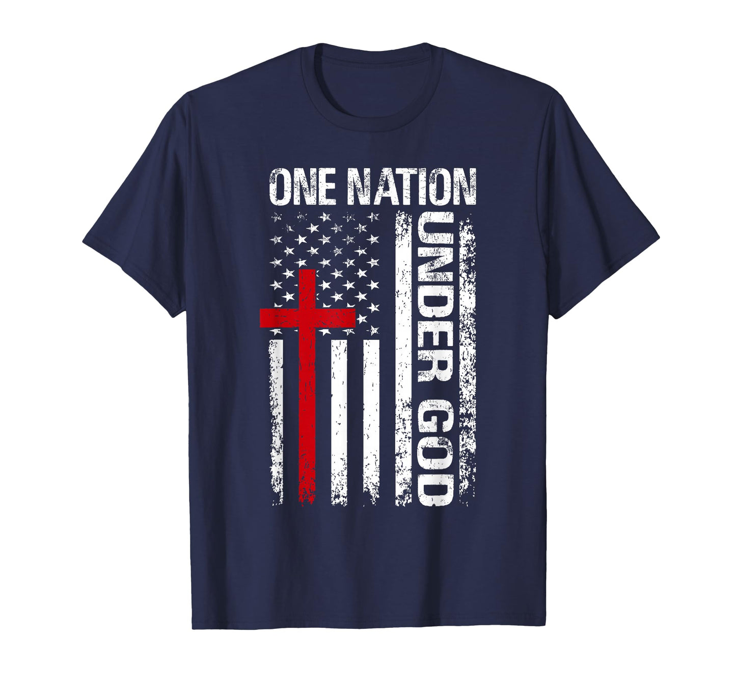 One Nation Under God Christian American Flag Patriotic Cross T-Shirt