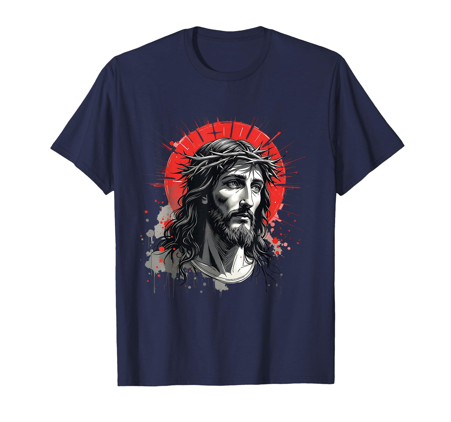 Retro Jesus Crown of Thorns Bold Faith Christian Art Graphic T-Shirt