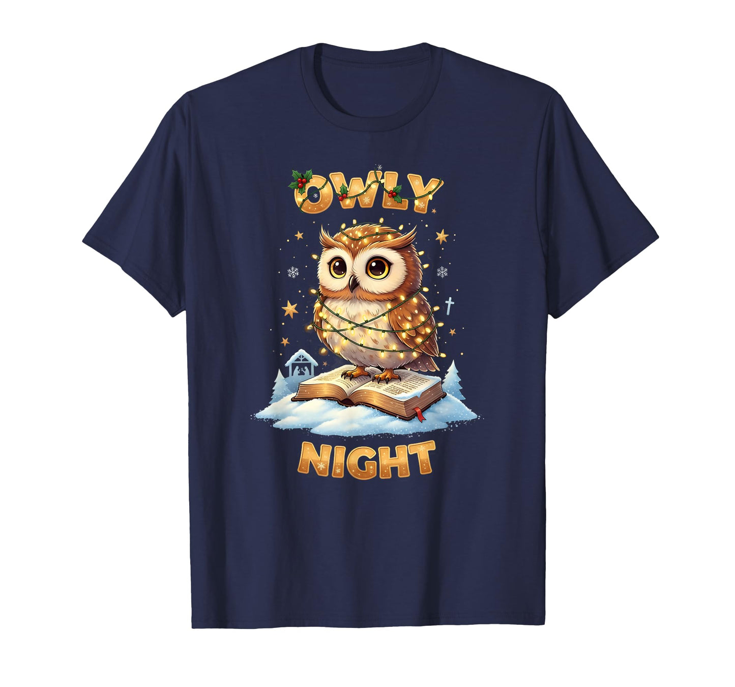 Owly Night Christmas Owl Snowflakes Bible Christian Religion T-Shirt