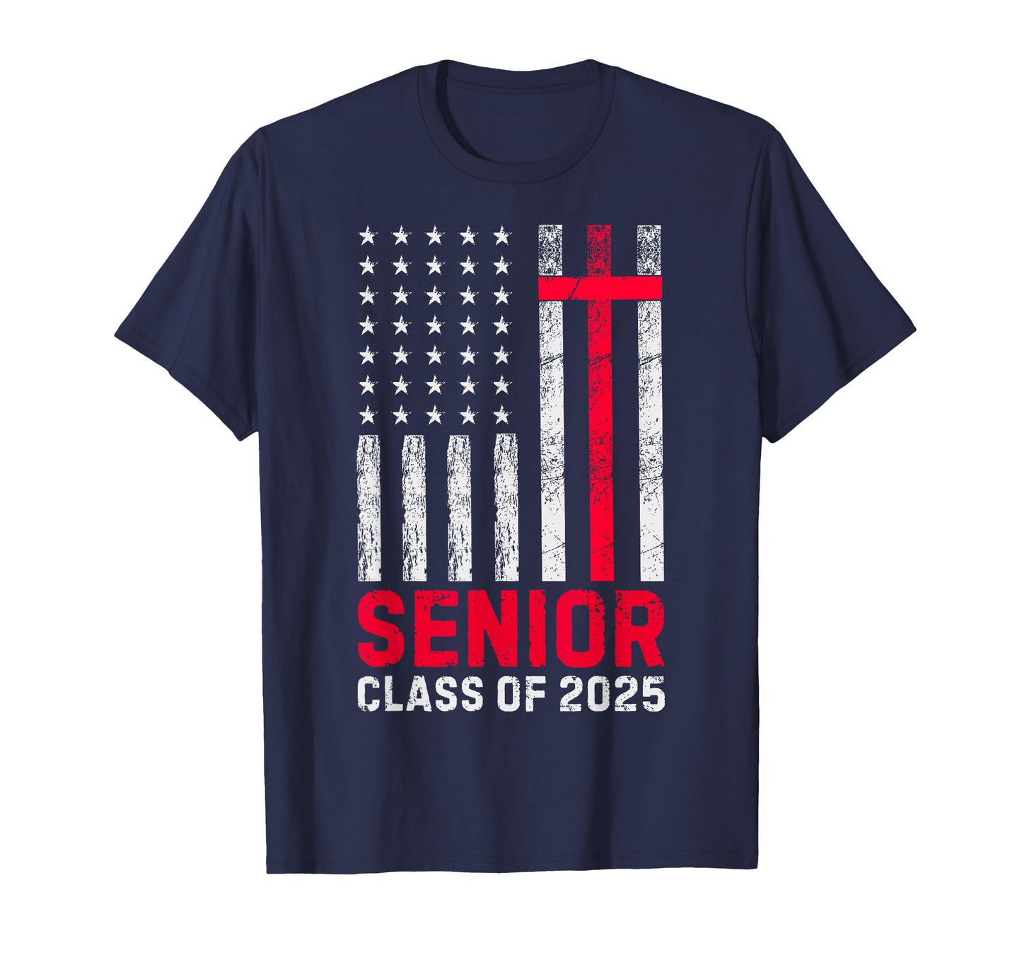 Senior Class of 2025 US Flag Cross Christian Graduation 2025 T-Shirt