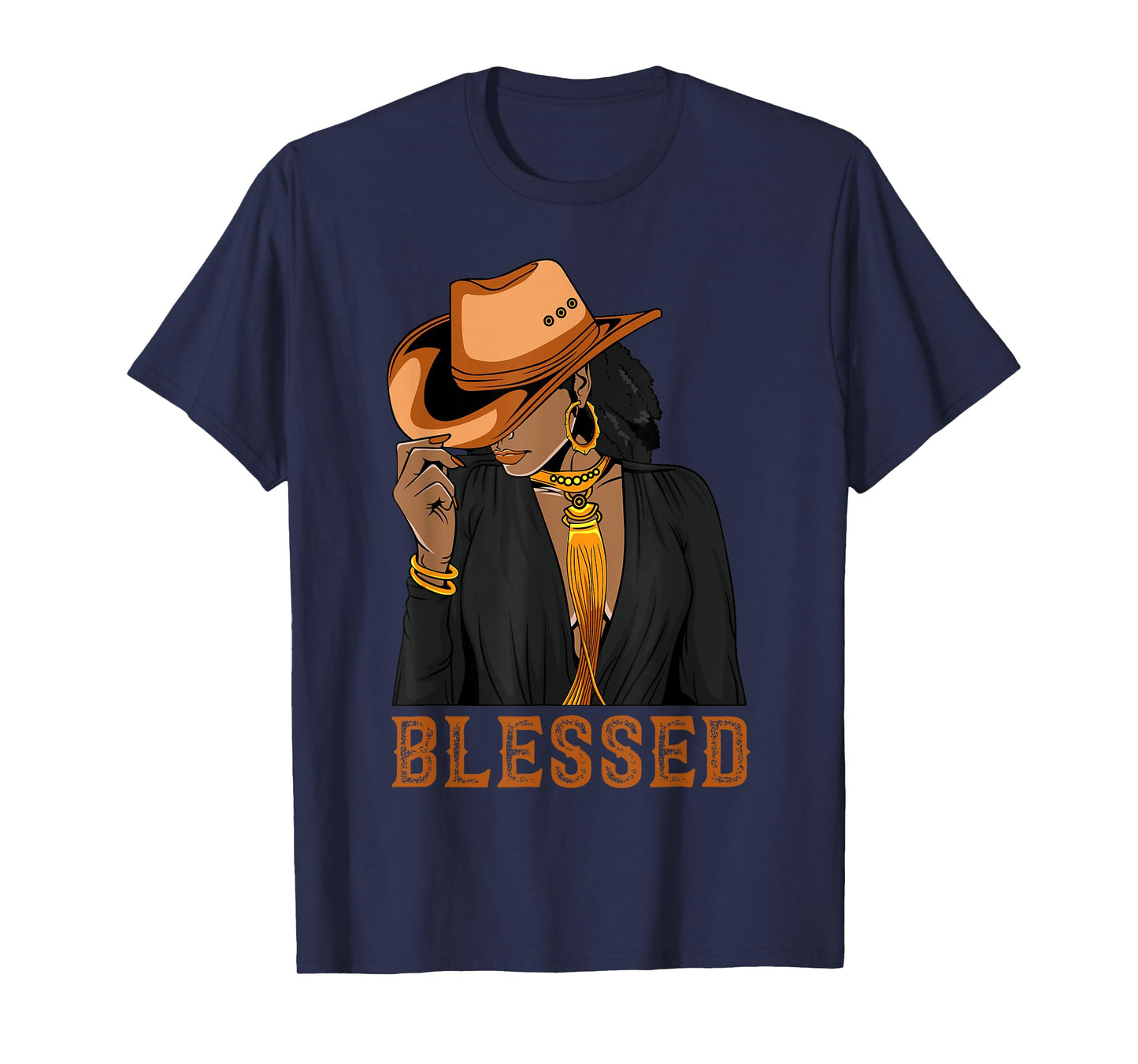Western Country Black Cowgirl Black Woman Christian Blessed T-Shirt