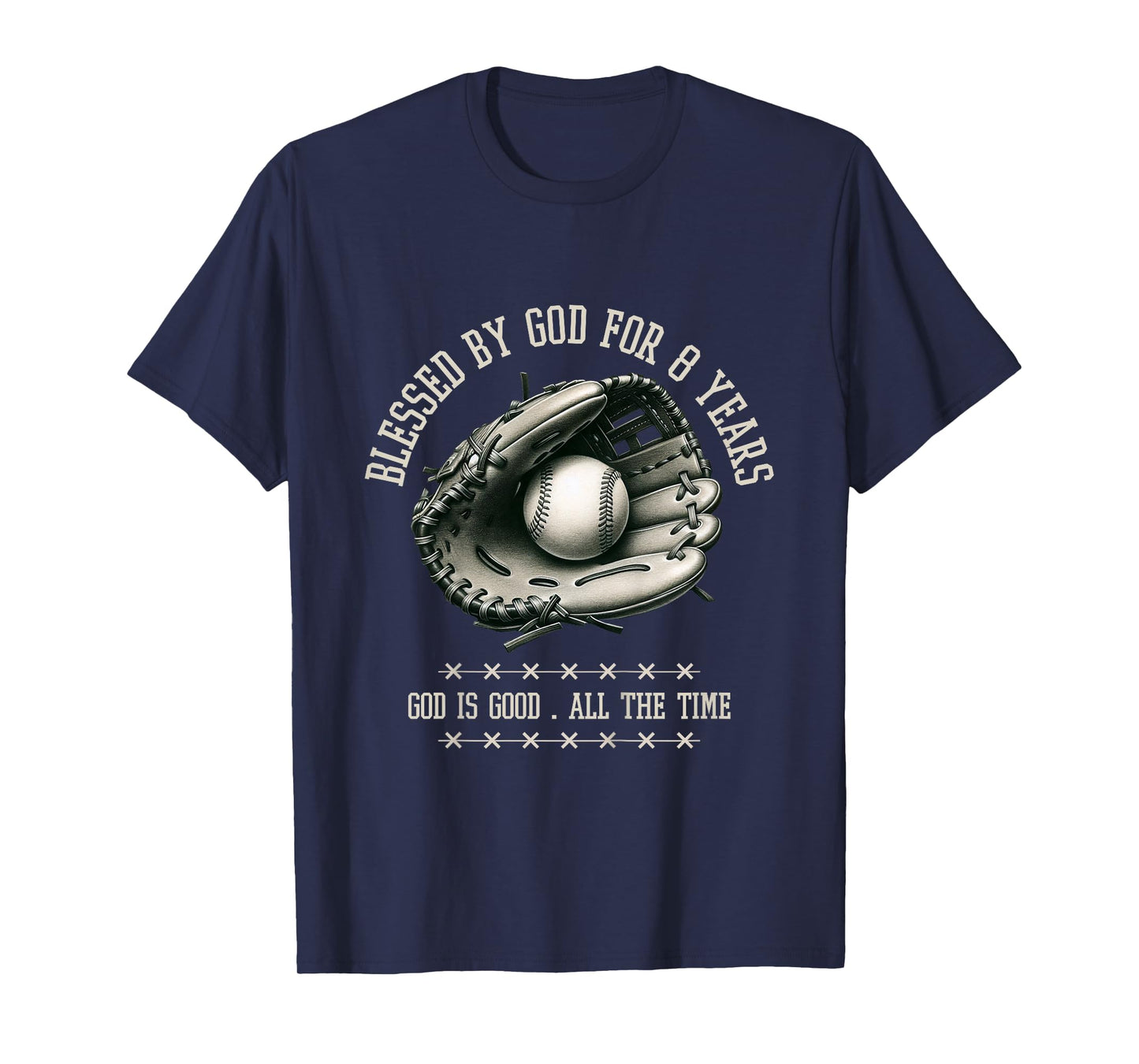 Kids Blessed by God for 8 Years Old Baseball 8th Birthday Gifts T-Shirt