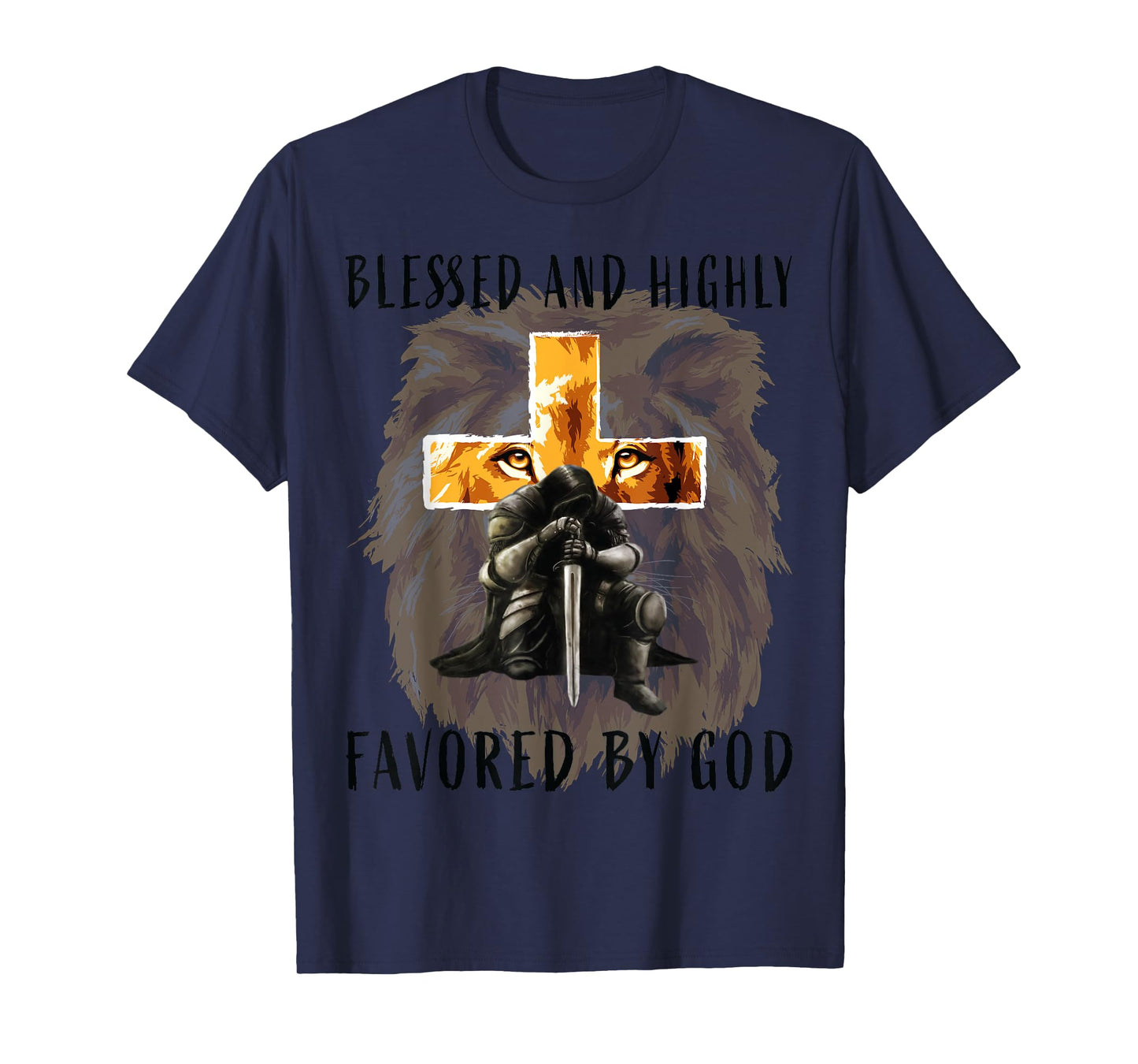 Blessed Favored Christian Religious Messages Lion Saying Men T-Shirt