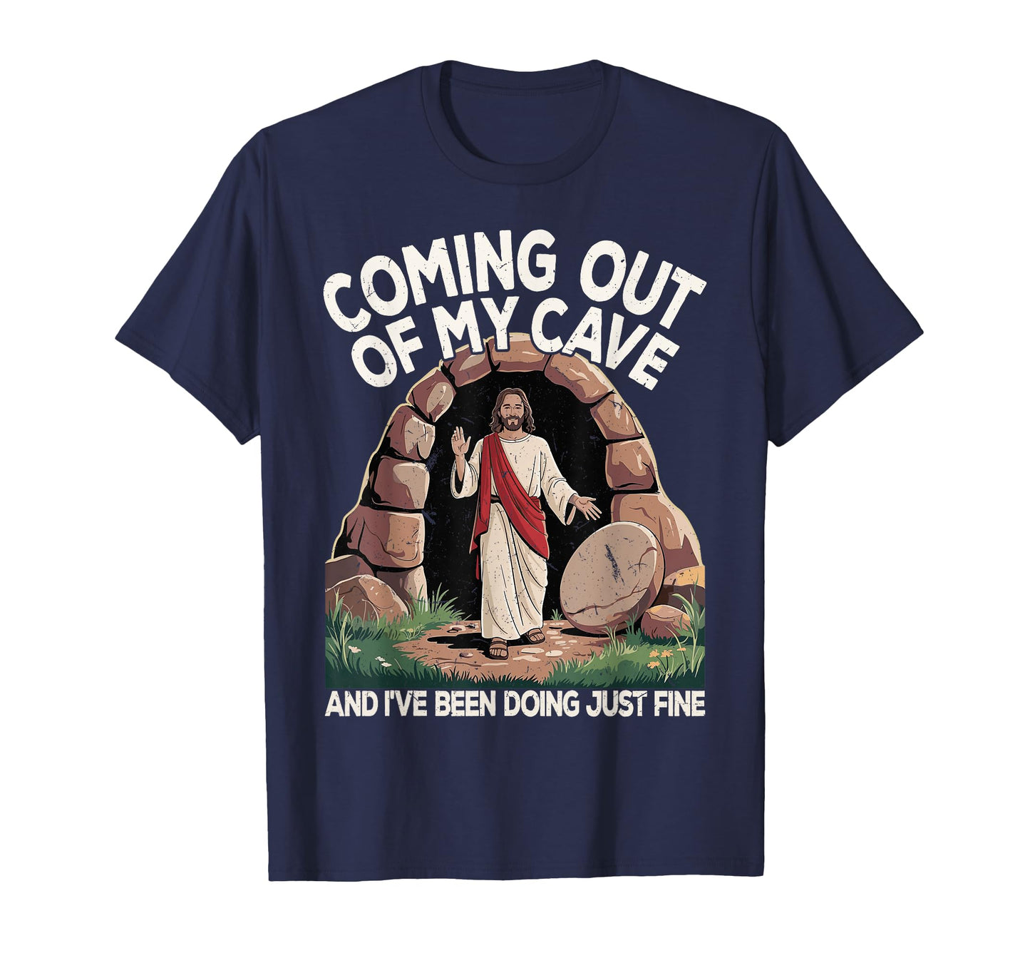 Funny Easter Jesus Coming Out of My Cave Retro Humor Easter T-Shirt