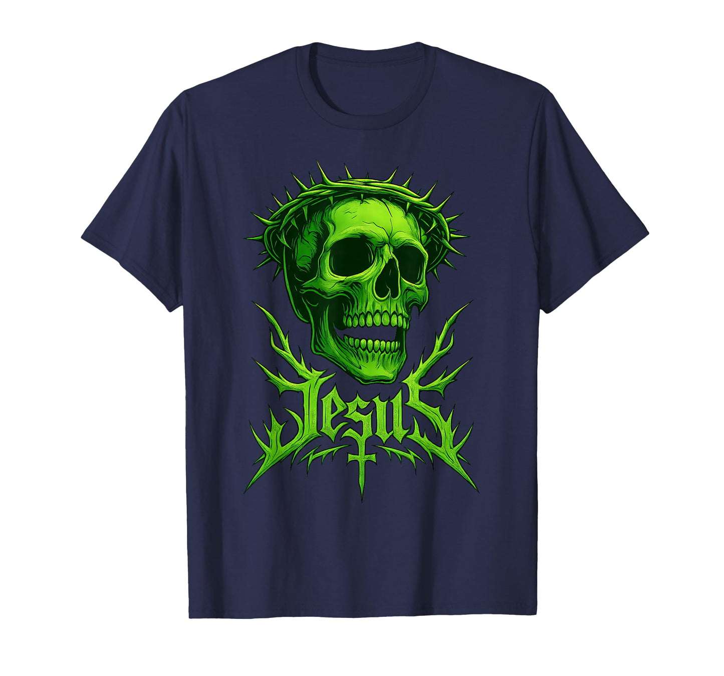 Jesus Skull Crown Christian Gothic Christcore Metal Style T-Shirt