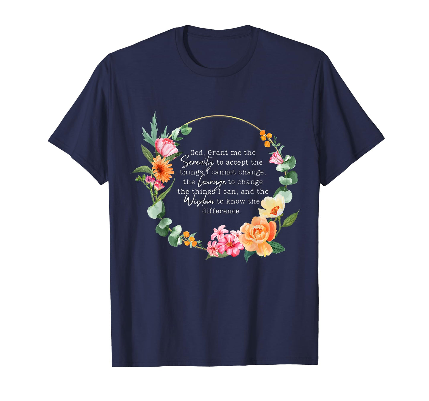 floral womens girls god grant me the serenity prayer spiritu T-Shirt