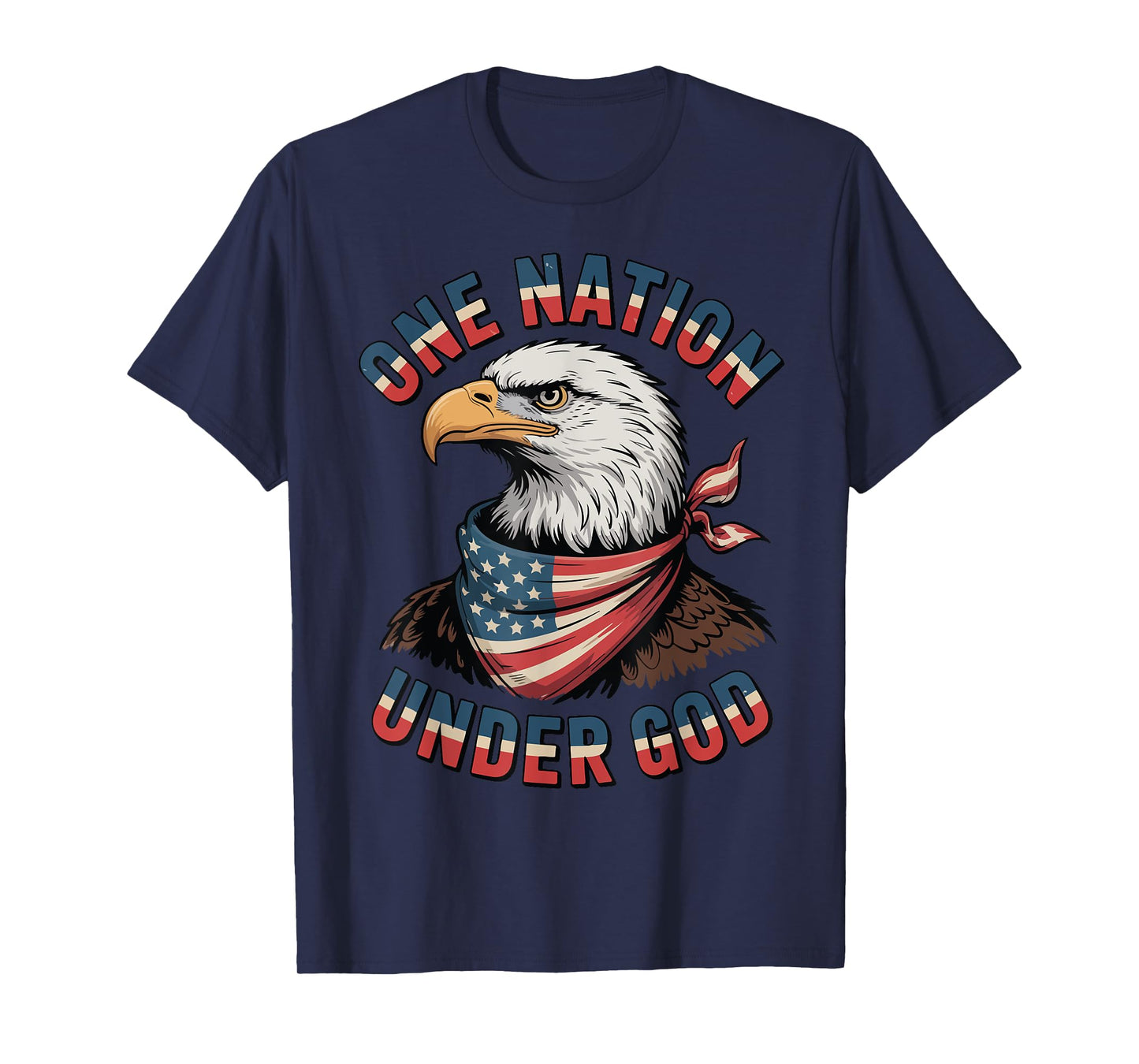 Eagle One Nation Under God 4th July Christian Men Youth Boy T-Shirt