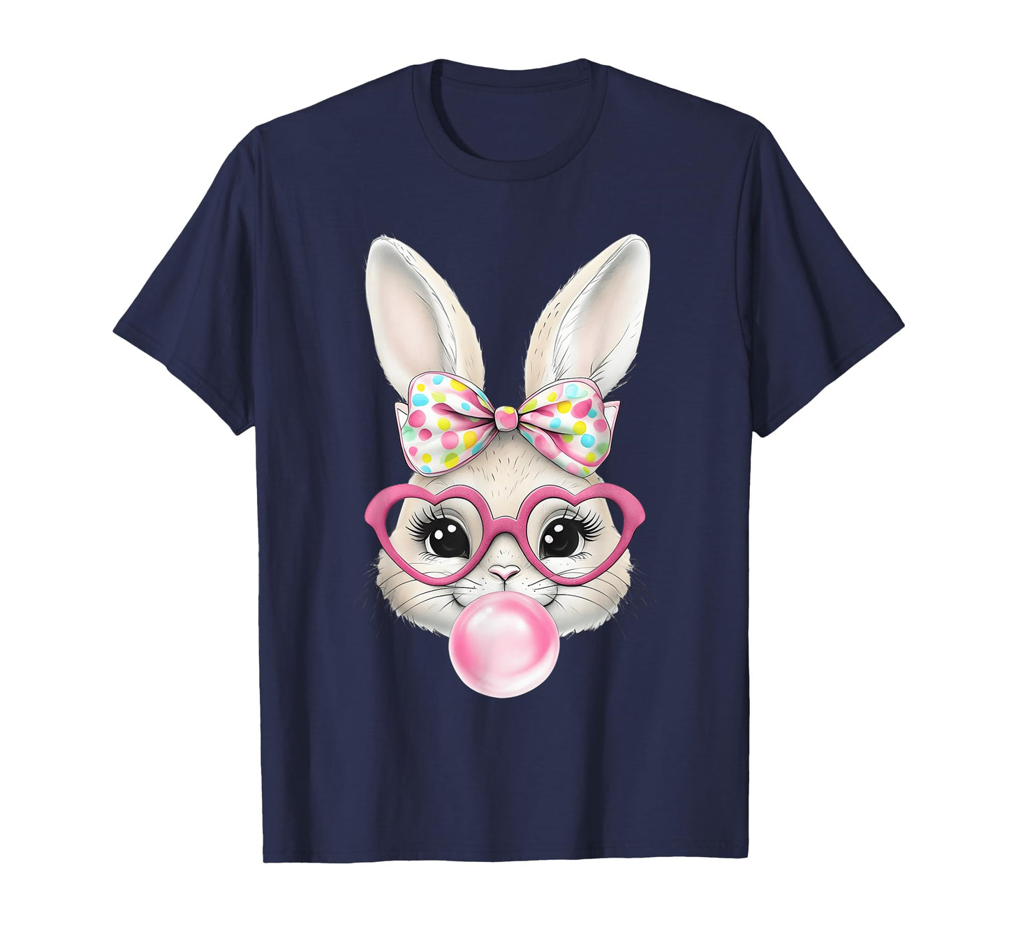Cute Bunny Rabbit Face Coquette Bow Easter Day Girls Women T-Shirt
