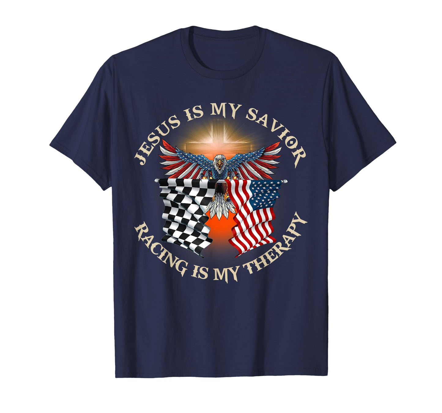 Jesus Is My Savior Racing Is My Therapy Race Car T-Shirt