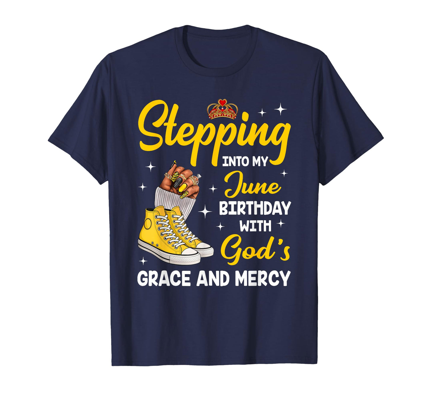 Stepping Into My June Birthday Queen Melanin Afro Woman T-Shirt