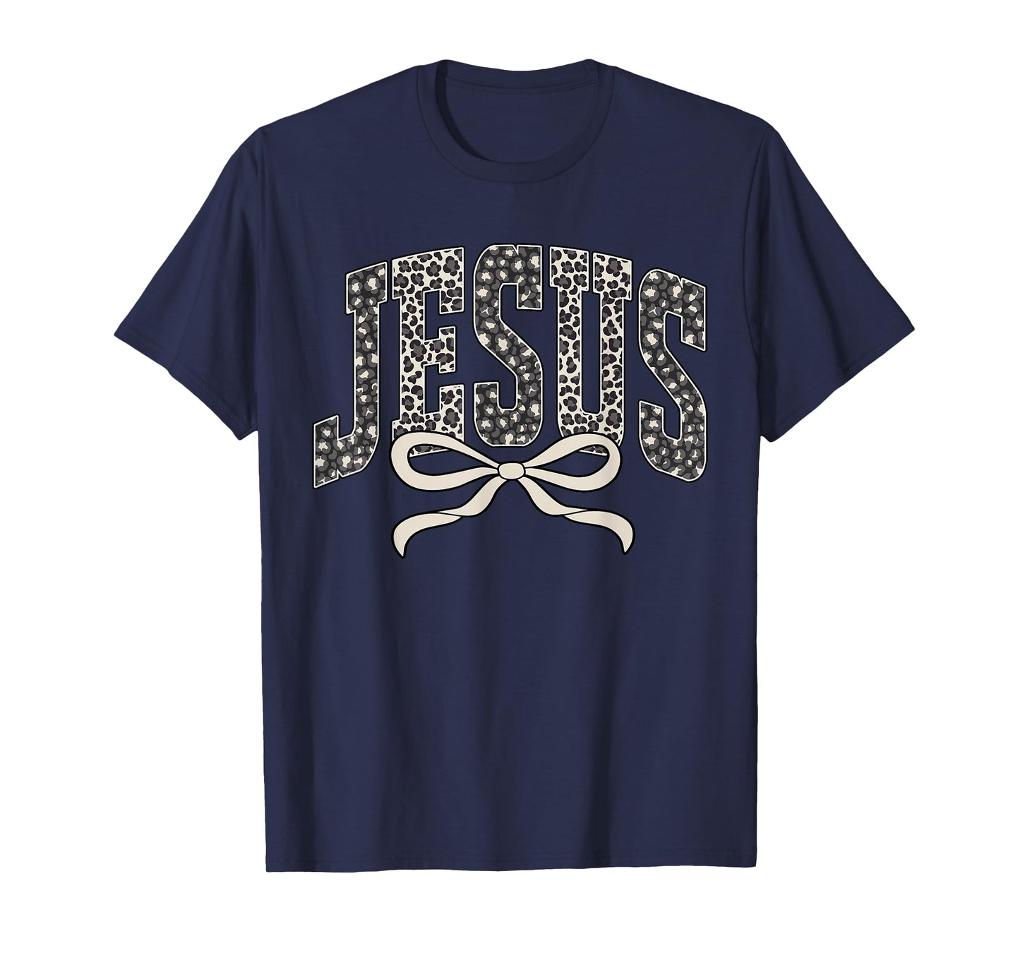 Faith Leopard Jesus Coquette Bow Christian Religious Bible T-Shirt