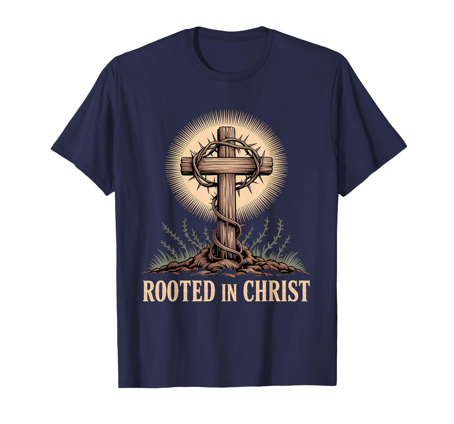 Rooted in Christ Christian Faith Jesus Cross T-Shirt