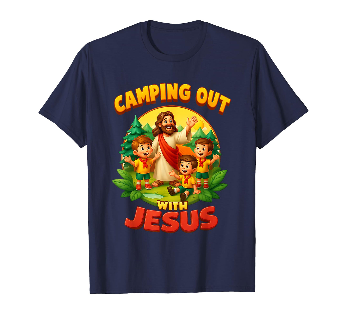 Camping Out with Jesus Summer Camp VBS Christian Faith Kids T-Shirt