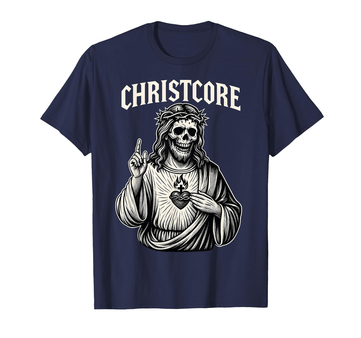 Christcore Skull Jesus Sacred Heart Christian Metal Gothic T-Shirt