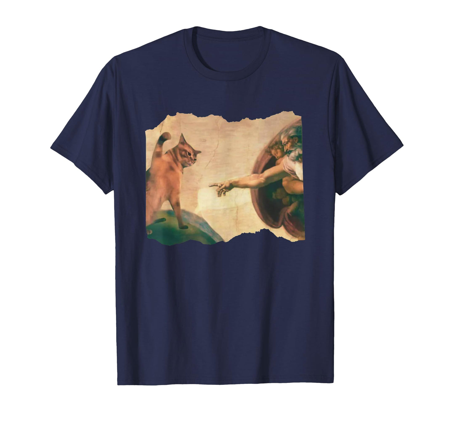 Funny Cat Swatting God's Hand Parody Cat The Divine Swipe T-Shirt for Men Women
