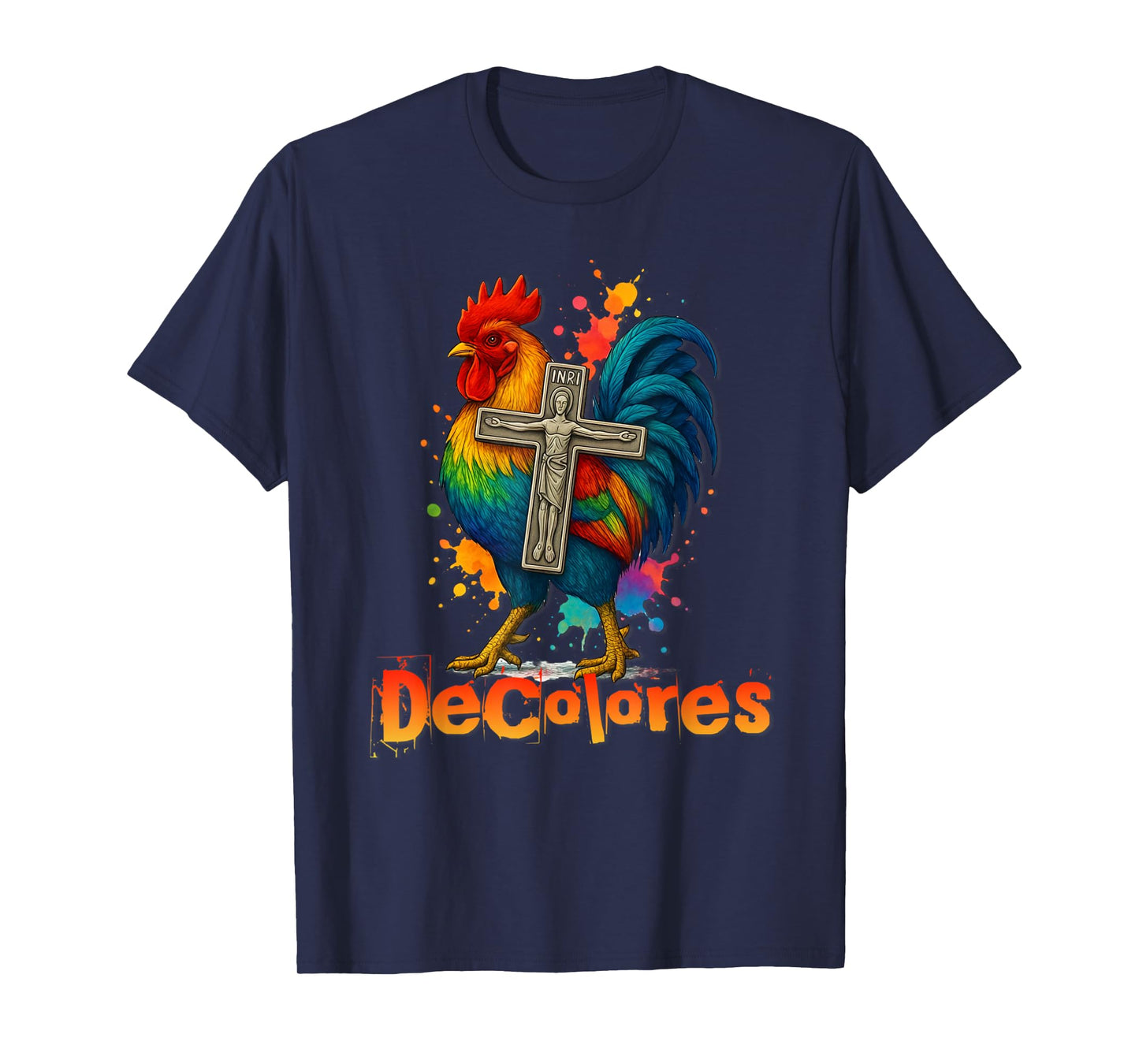 DeColores Cursillo Rainbow Rooster Catholic T-Shirt