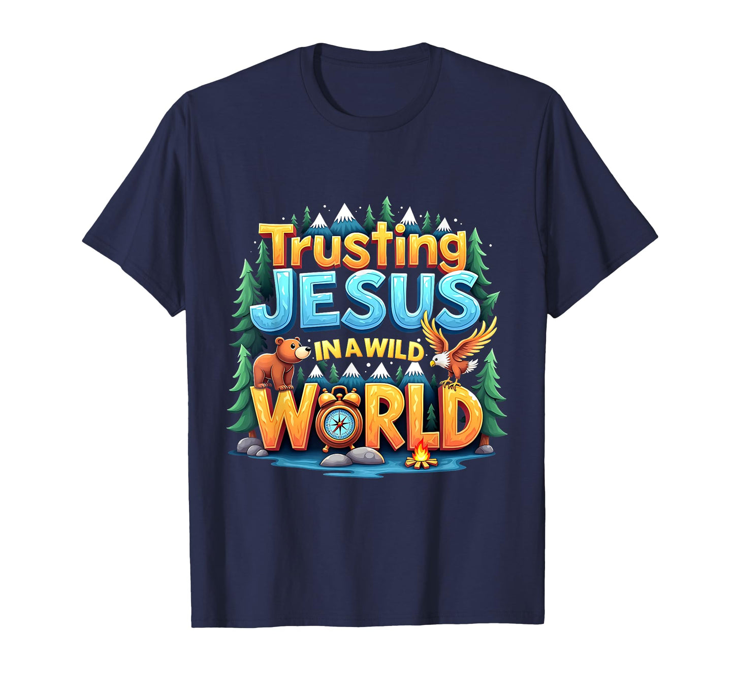 Trusting Jesus Camp Christian Summer True North VBS 2025 T-Shirt