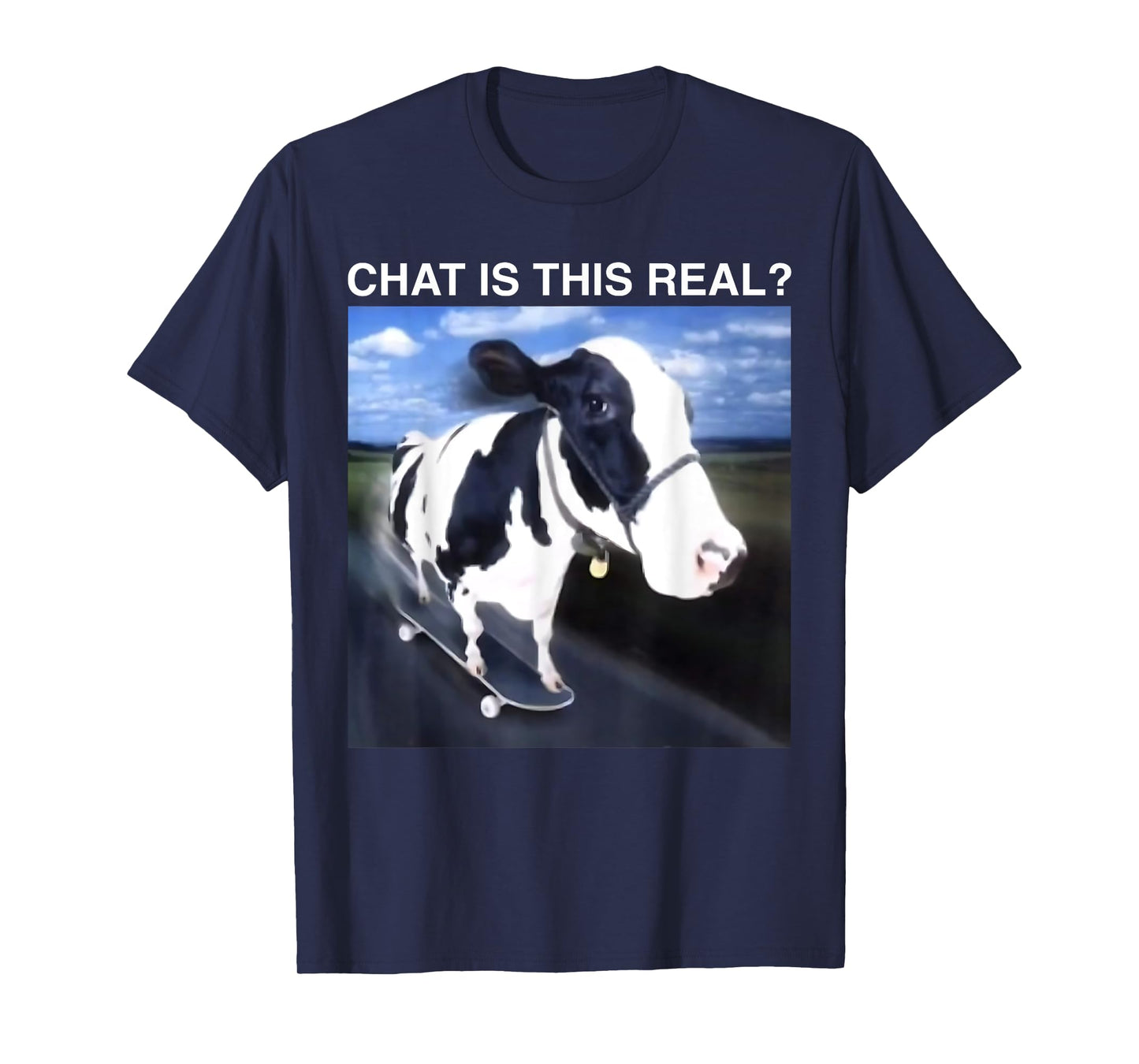 Chat is This Real Skateboarding Cow Funny Meme T-Shirt