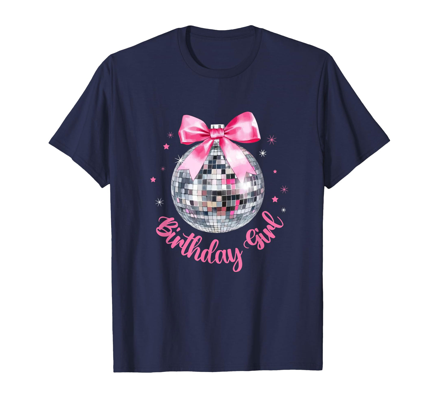 Birthday Girl Coquette Bow Disco Ball Funny Birthday Party T-Shirt