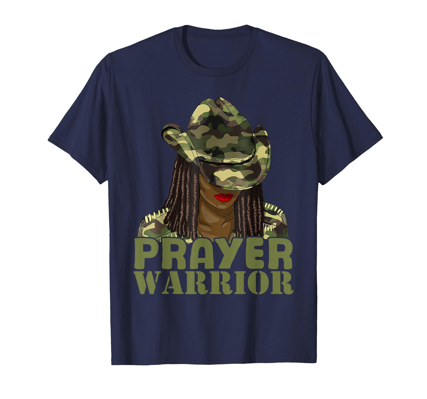 Camo Hat Prayer Warrior God Jesus Christian Black Girl Women T-Shirt