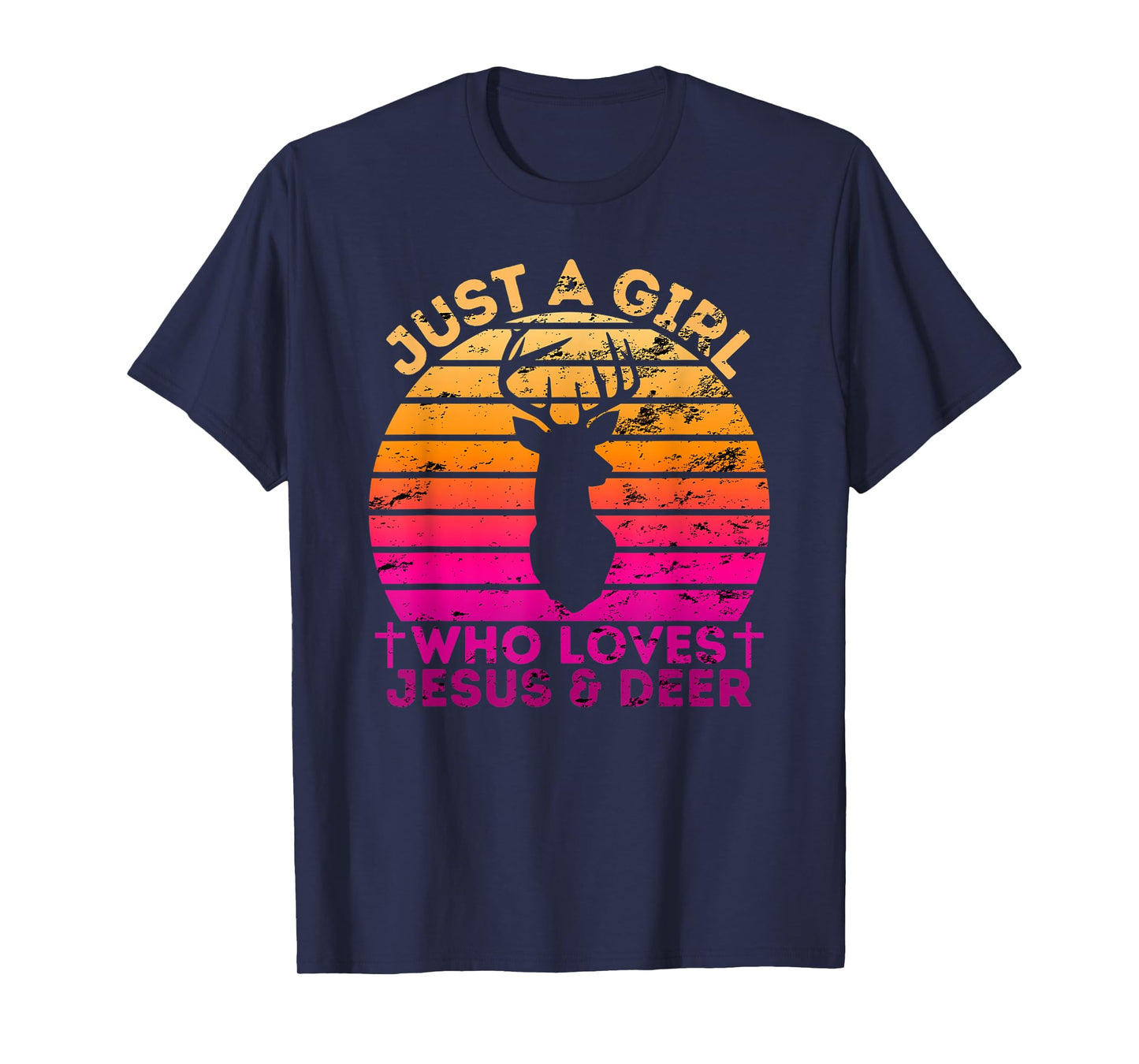 Girl Who Loves Jesus And Deer - Christian Woman T-Shirt
