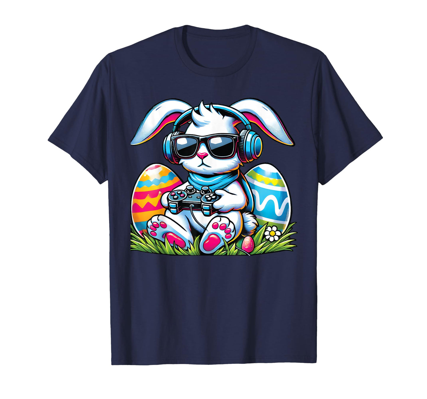 Happy Easter Bunny Playing Game Funny Boys Girls Kids Gamer T-Shirt