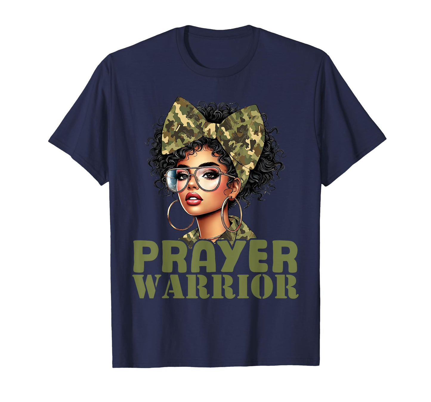 Praying Black Woman Afro Christian Sayings Prayer Warrior T-Shirt