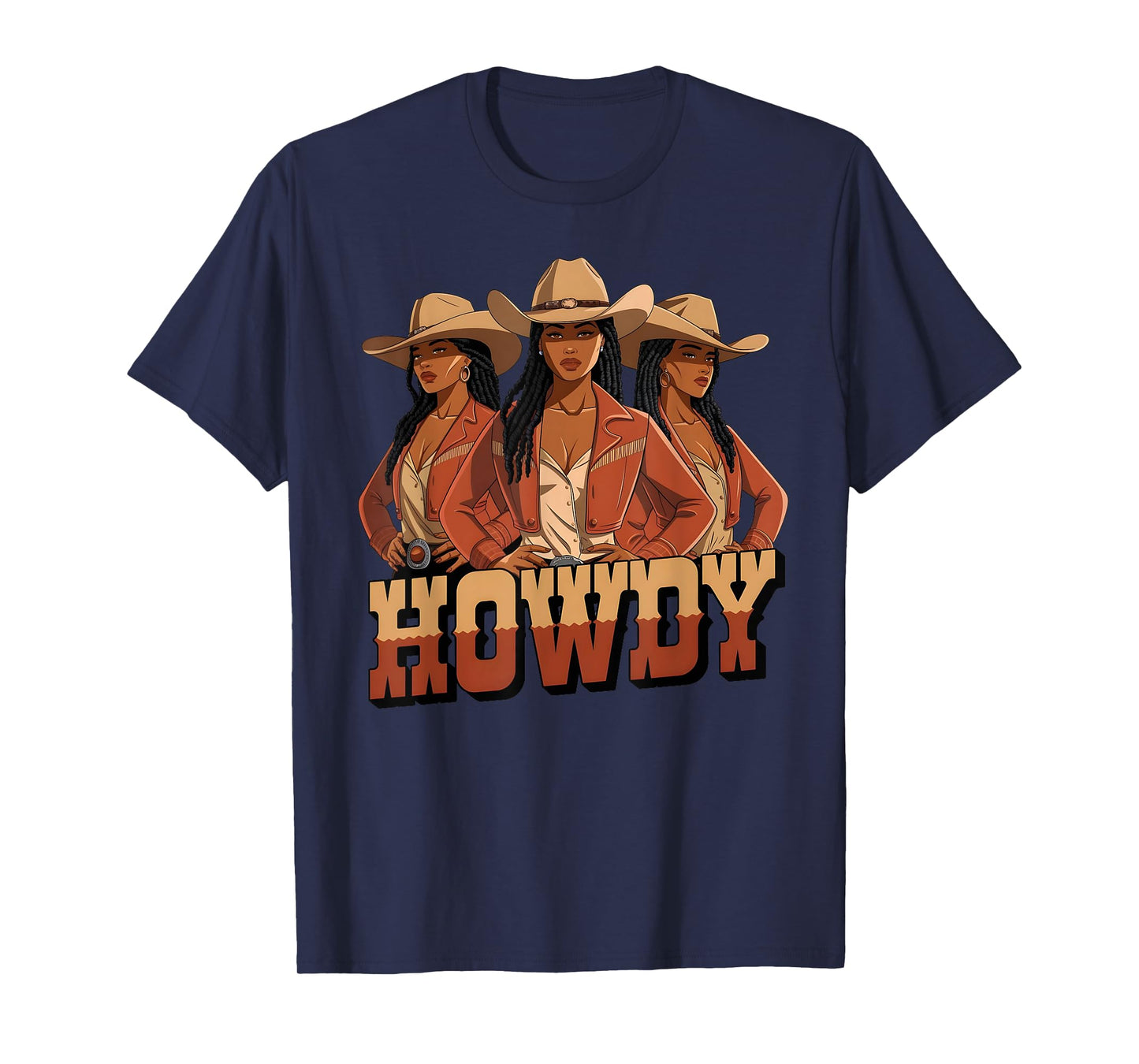 Howdy Retro Western Melanin Black Cowgirl African Women T-Shirt