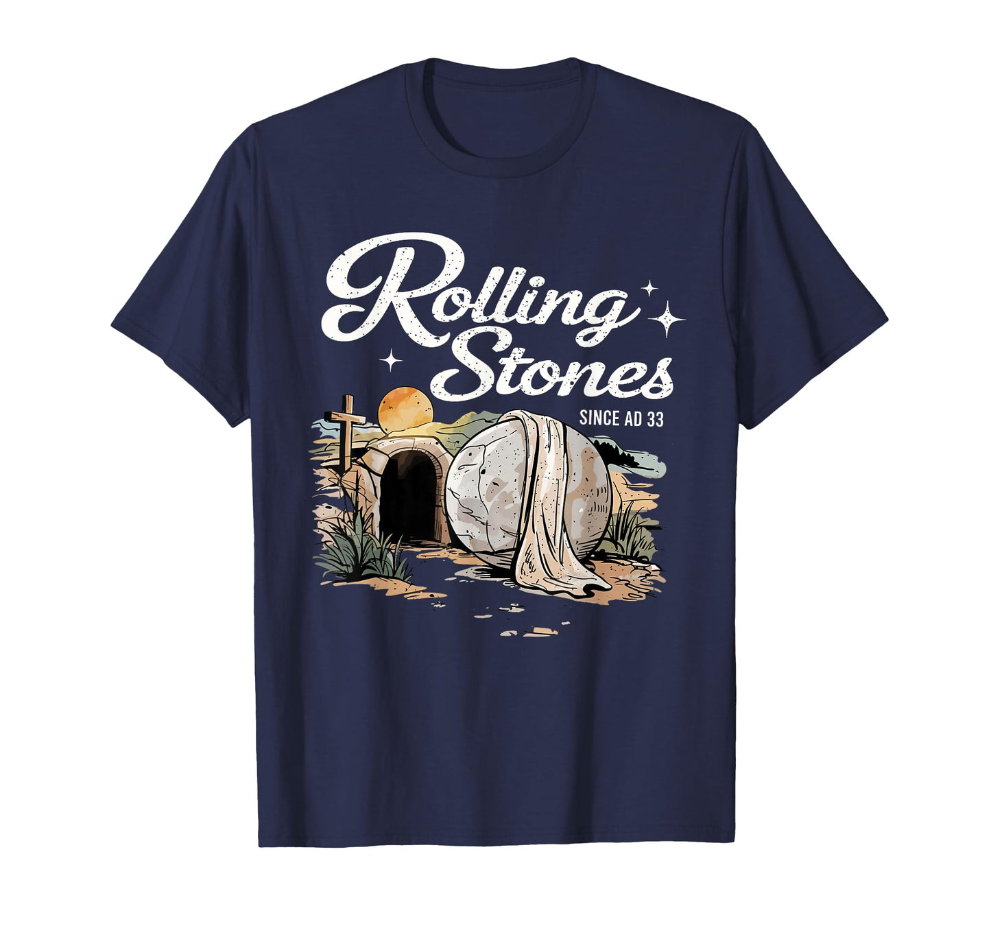 Resurrection Stone Graphic Design with Cross T-Shirt