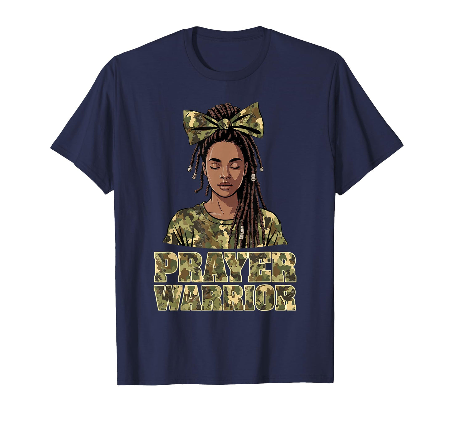 Prayer Warrior Locs Christian Black Woman Camo Bandana T-Shirt