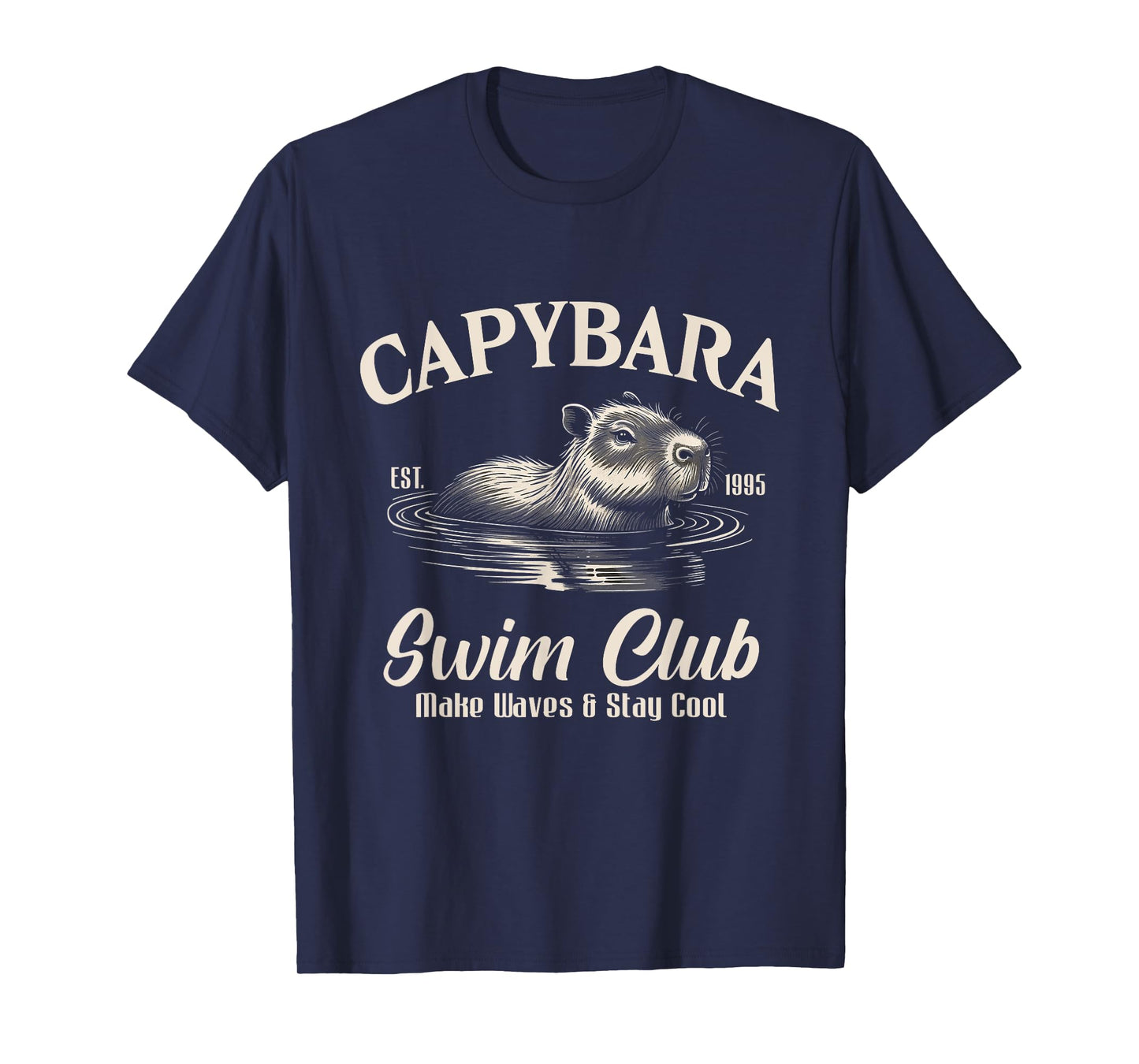 Capybara Swim Club Make Waves Stay Cool Aesthetic T-Shirt
