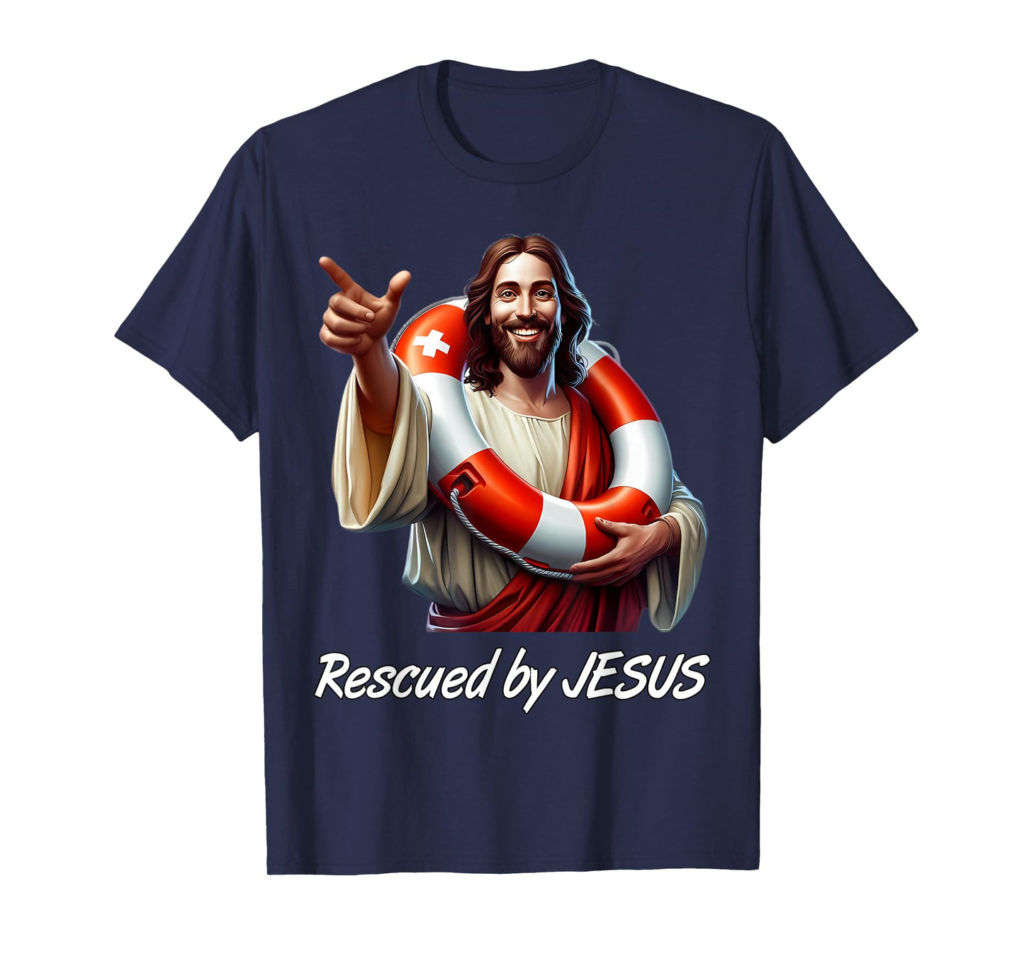 Rescued By Jesus Funny Life Float Preserver T-Shirt