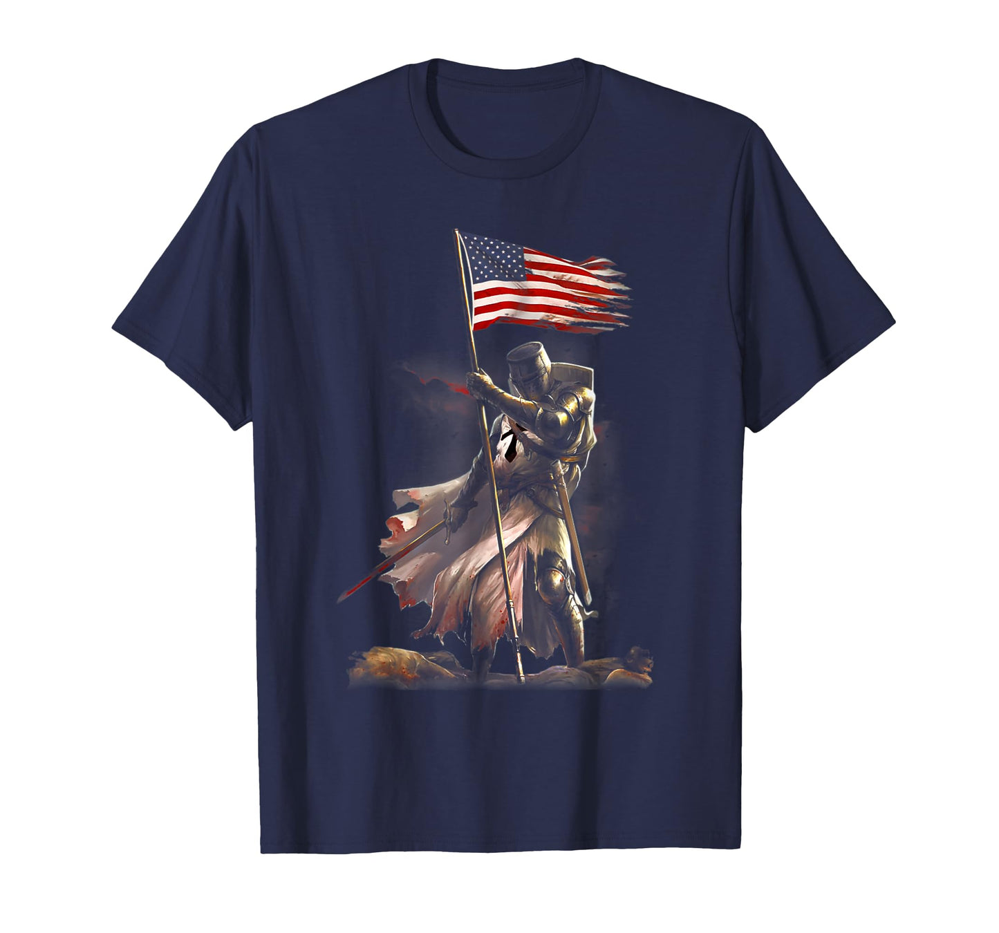 black - knight flag - veteran day - American flag T-Shirt