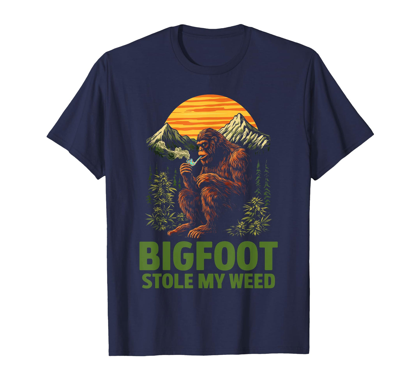 Funny Bigfoot Stole My Weed 420 Marijuana Retro Vintage Men T-Shirt