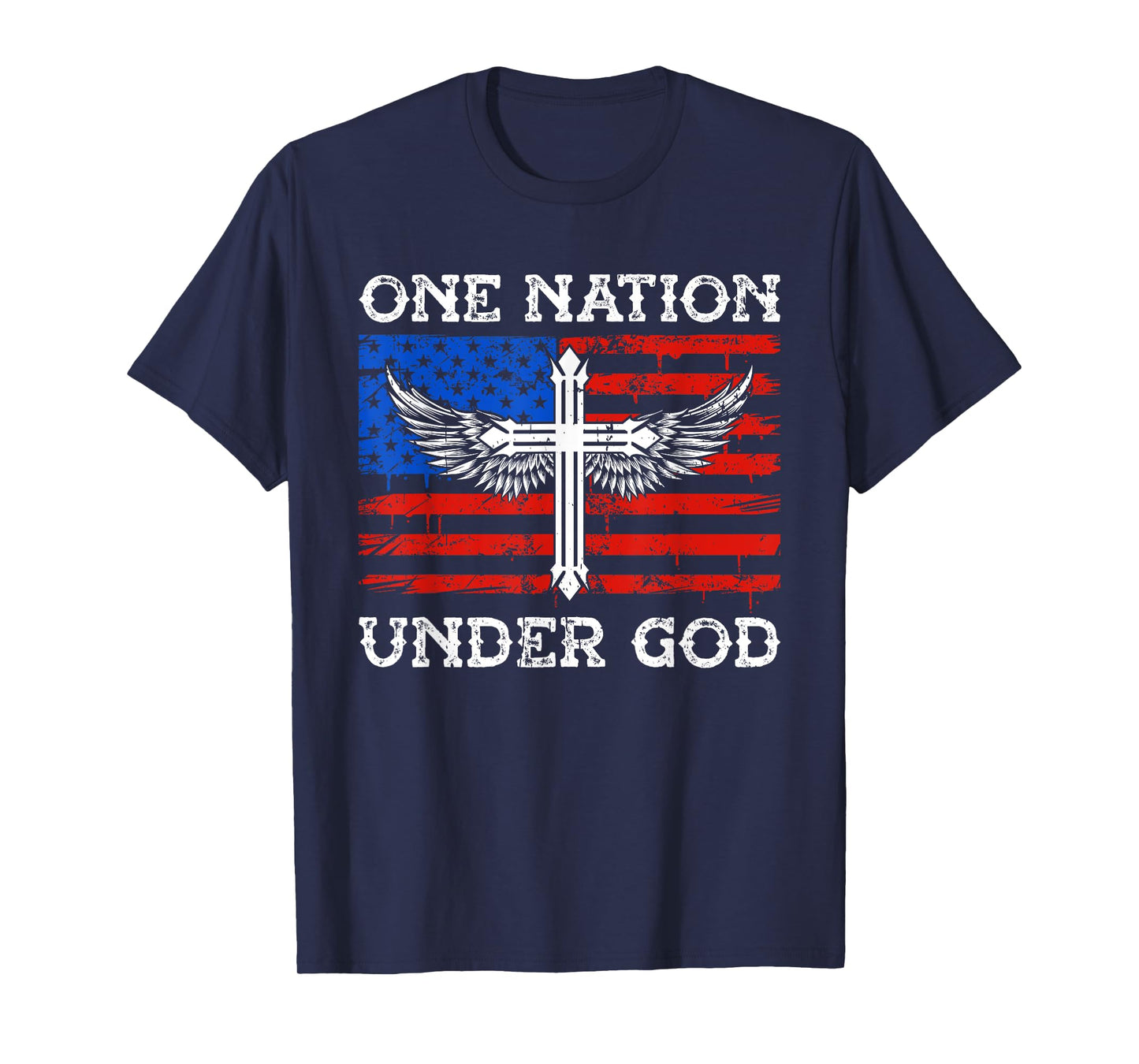 One Nation Under God Jesus Blessed American Flag T-Shirt