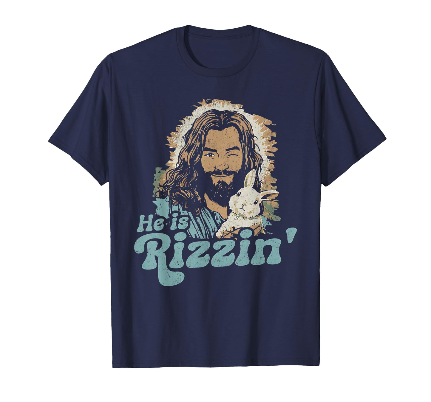 He Is Rizzin Funny Cute Jesus Bunny Easter Christian Men Boy T-Shirt