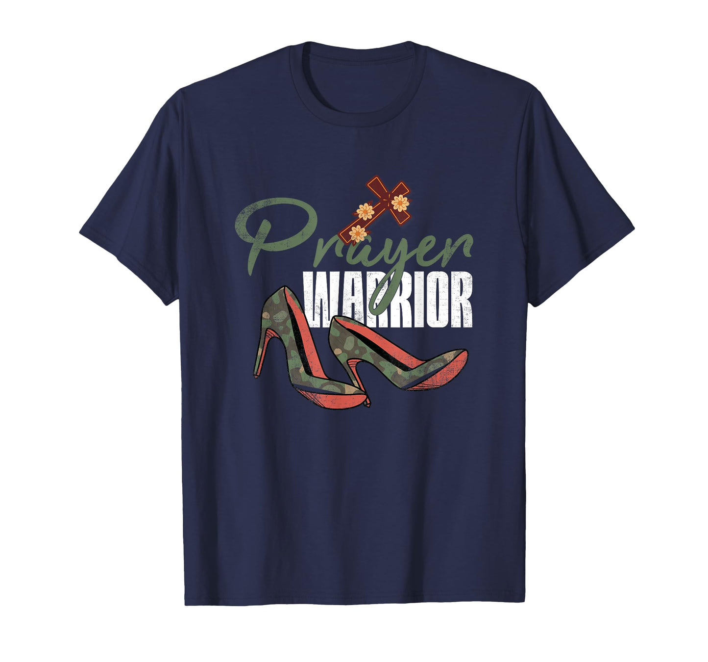 Prayer Warrior Camo Heels God Jesus Christian Faith T-Shirt
