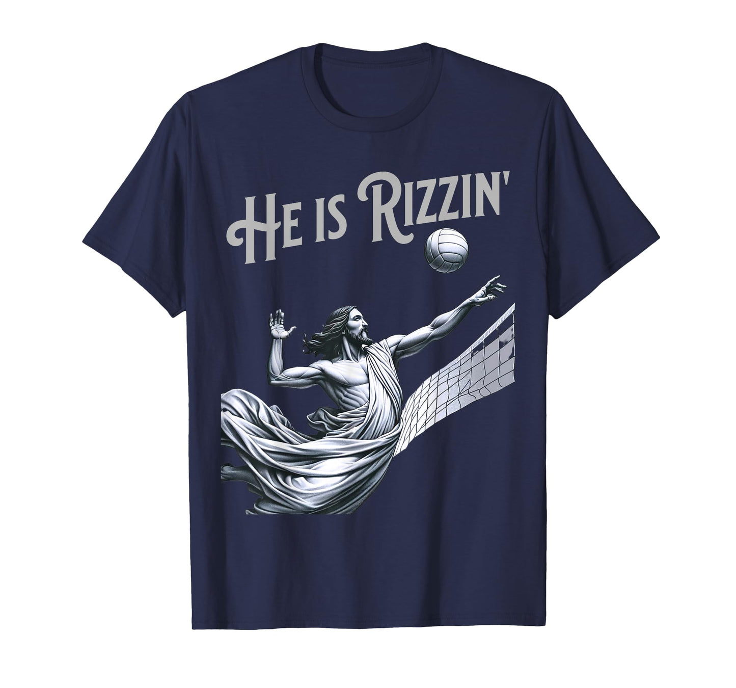 He is Rizzin Jesus Playing Volleyball Funny Sports Rizz T-Shirt
