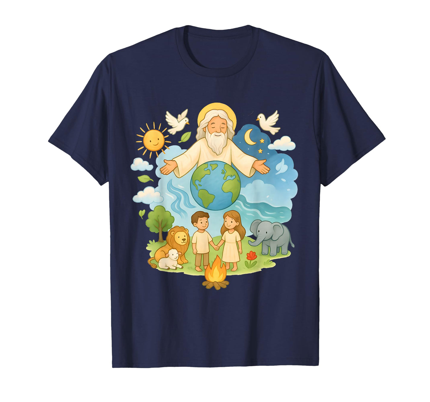 Creation Story for Kids - Bible Art Faith Family Design T-Shirt