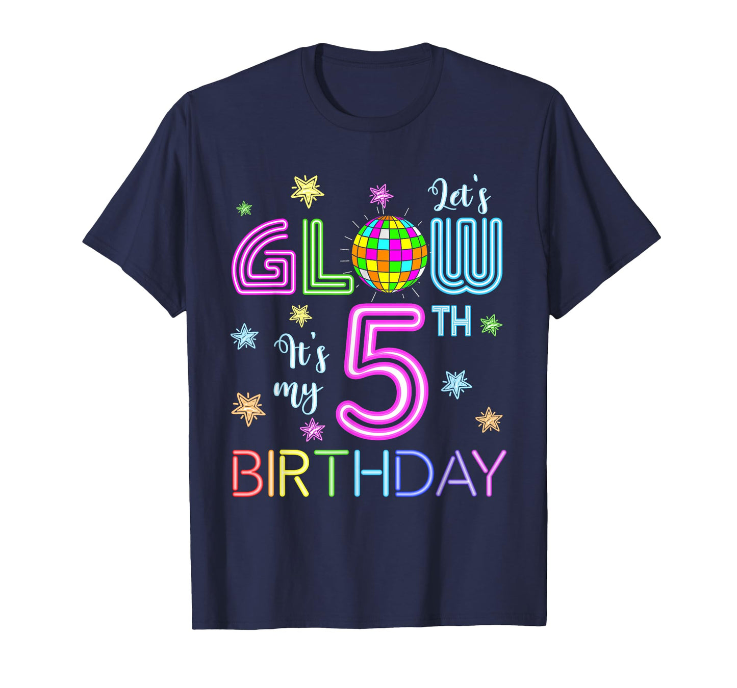 Lets Crazy It's My 5th Birthday Glowing 80s 5 Year Old T-Shirt