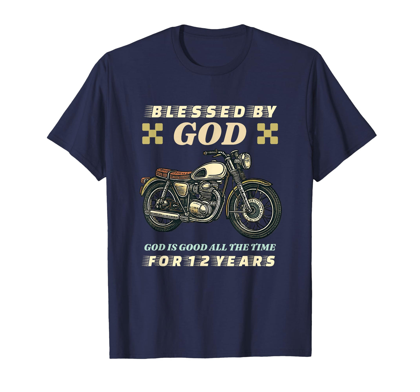 Blessed by God for 12 Years Old Motorcycle 12th Birthday Boy T-Shirt