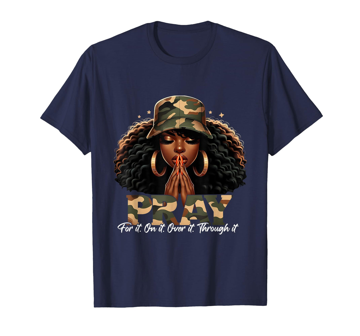 Faith Camo Pray Christian Inspirational Black Woman T-Shirt