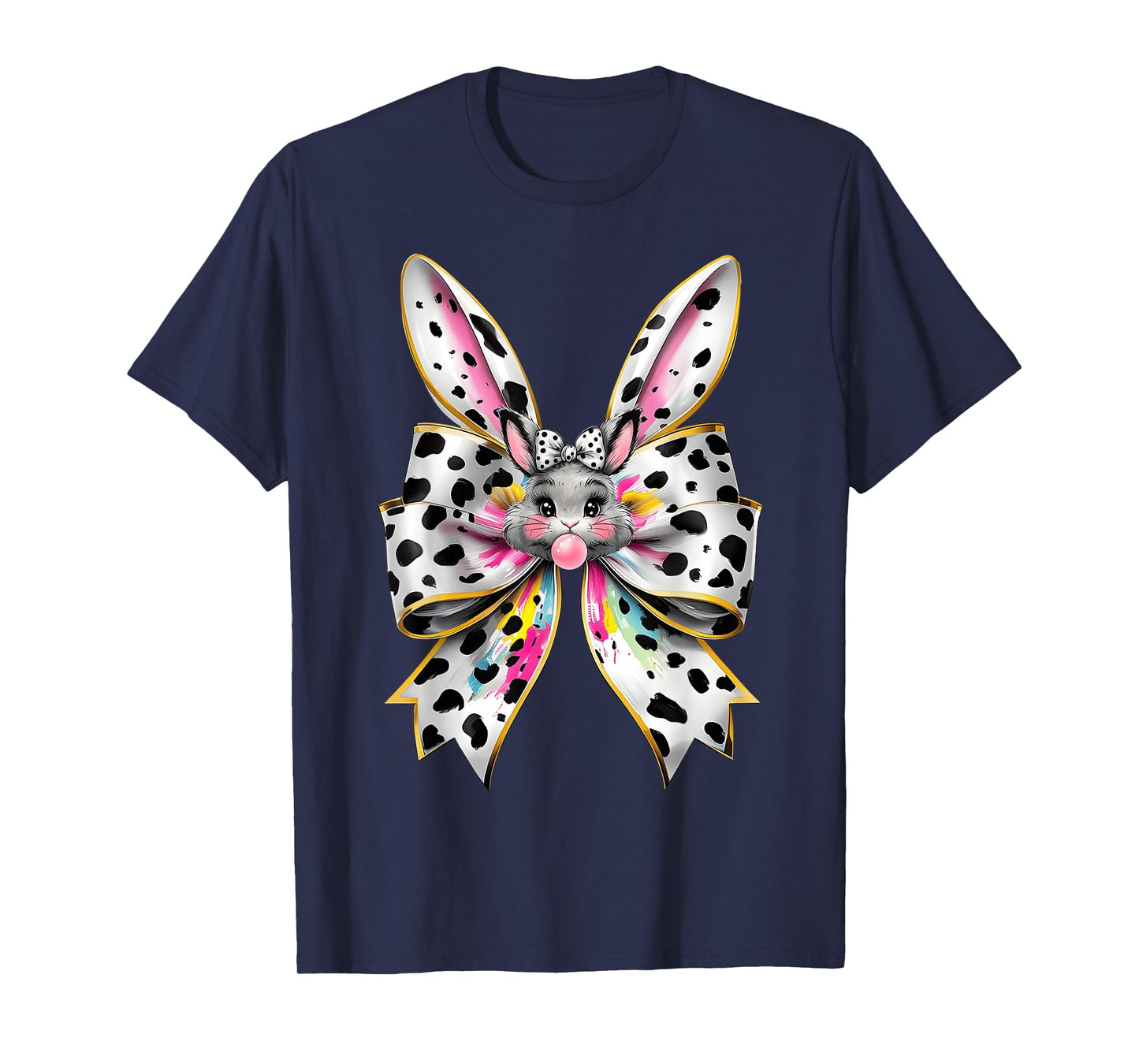 Cute Easter Bunny Face Coquette Bow Easter Day Girls Women T-Shirt