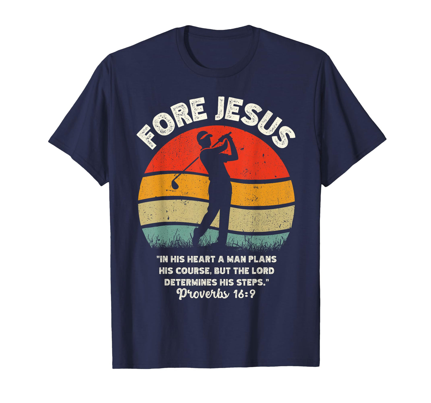 FORE Jesus Christian Golf Retro 70s Religious Golfing Men's T-Shirt