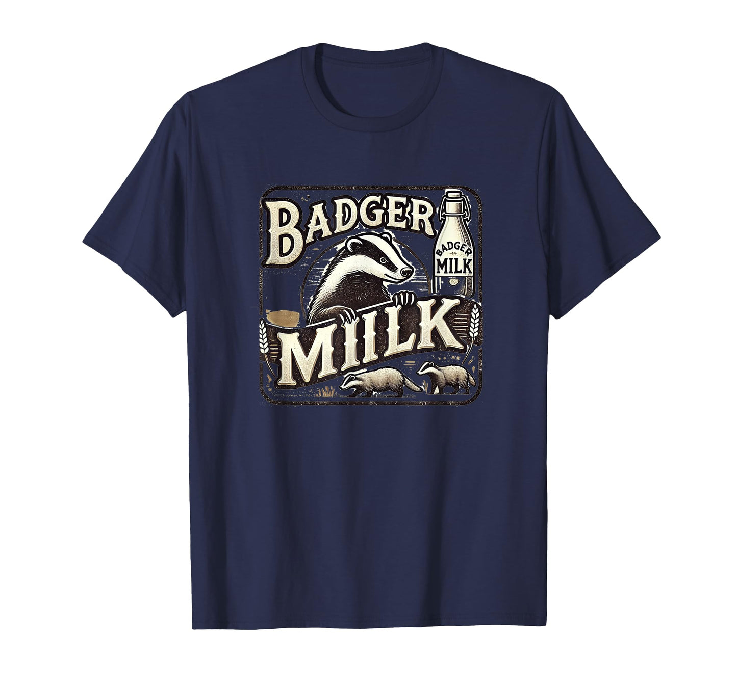 Funny Animal Badger Milk Vintage Advertising T-Shirt