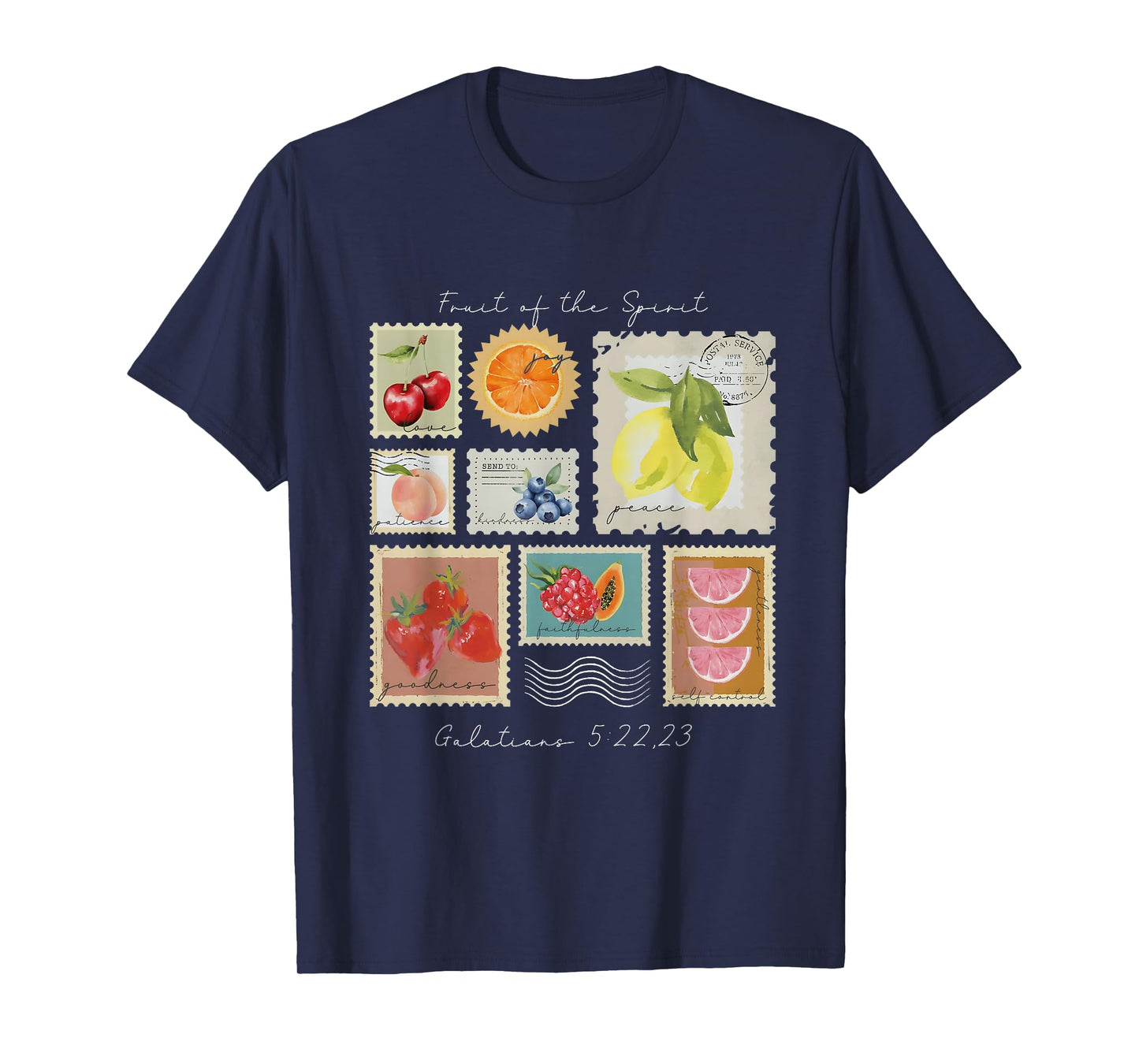 Fruit of The Spirit Summer Fruit Stamp Faith Based Christian T-Shirt